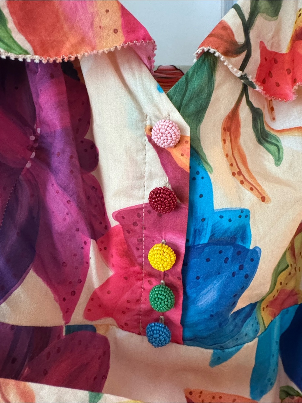 FARM Rio "Mary's Garden" Frilled Top Midi Dress. - Picture 8 of 16